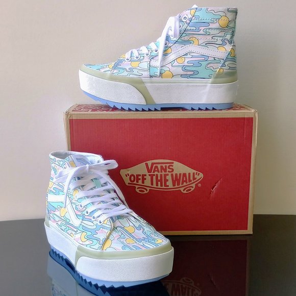 Vans Women's Sk8-Hi Tapered Stacked / Platform UV Ink Sunwaves Canvas Sneaker - Picture 3 of 15